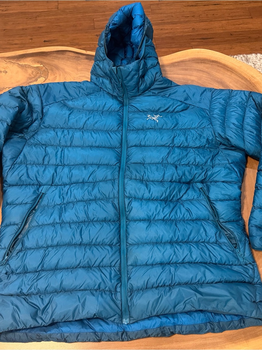 Arc'teryx Blue Quilted Down Hooded Puffer Jacket